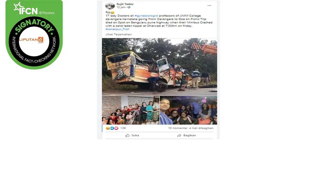 Klaim 17 Profesor Wanita Tewas dalam Kecelakaan Bus di India