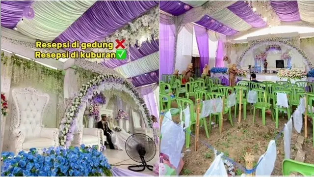 Resepsi Pernikahan di Tengah Kuburan Ini Jadi Sorotan, Dekorasinya Mewah