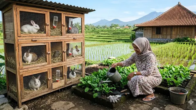 Kombinasi Ternak Hewan Mini dan Kebun untuk IRT yang Rumahnya Dekat Sawah