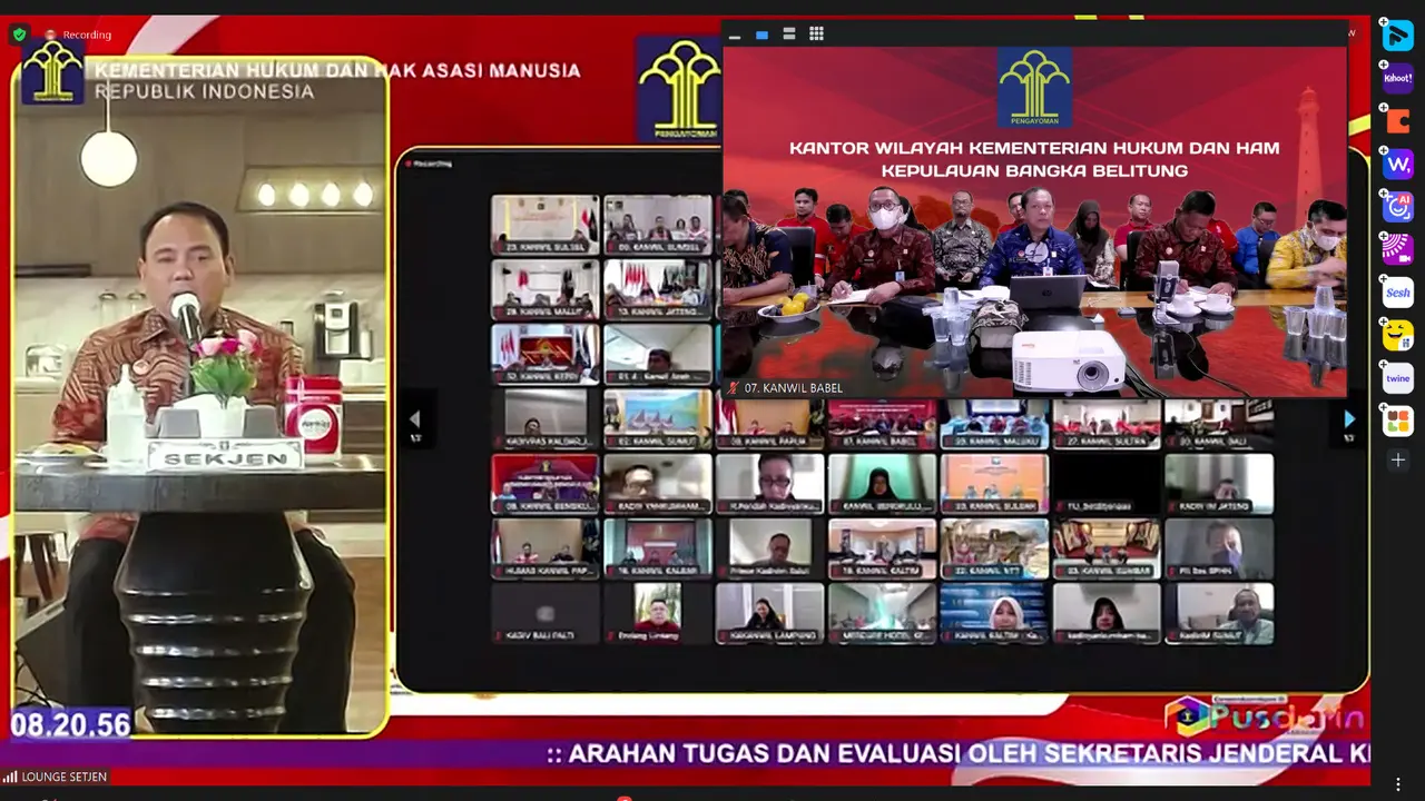 Sekjen Kemenkumham memberikan arahan kepada jajaran Kanwil Kemenkumham Babel. (Foto: Kemenkumham)