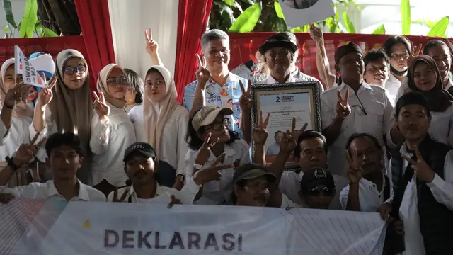 Komunitas Relawan Pendukung (KRP) 08 mendeklarasikan dukungan kepada calon presiden dan calon wakil presiden nomor urut 02 Prabowo Subianto-Gibran Rakabuming Raka di Pilpres 2024 di Rumah Kertanegara 4, Kebayoran Baru, Jakarta Selatan, Rabu (24/1/2024) (I