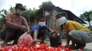 Seorang ibu ditemani dua anaknya memanen bunga pacar air di kawasan Sidemen, Karangasem, Bali, Kamis (2/9/2021). Jumlah penduduk miskin di Bali bertambah sekitar 5.050 orang dibandingkan pada September 2020 yang mencapai 196.920 orang. (merdeka.com/Arie Basuki)