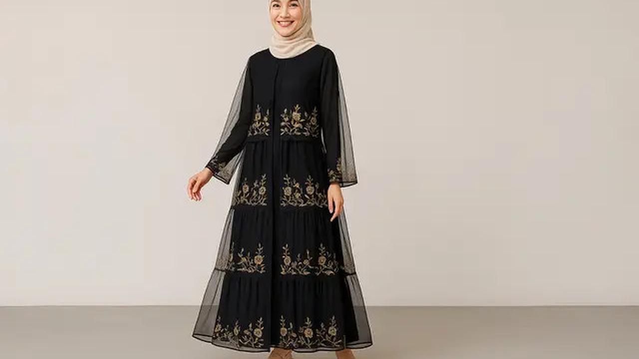 9 Model Gamis Hitam Kombinasi Bordir, Tampil Stylish dan Elegan Tanpa Kaku