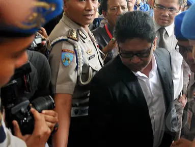 Plt Sekjen PDIP, Hasto Kristiyanto mendatangi memenuhi panggilan penyidik Mabes Polri, Jakarta, Selasa (3/2/2015). (Liputan6.com/Johan Tallo)