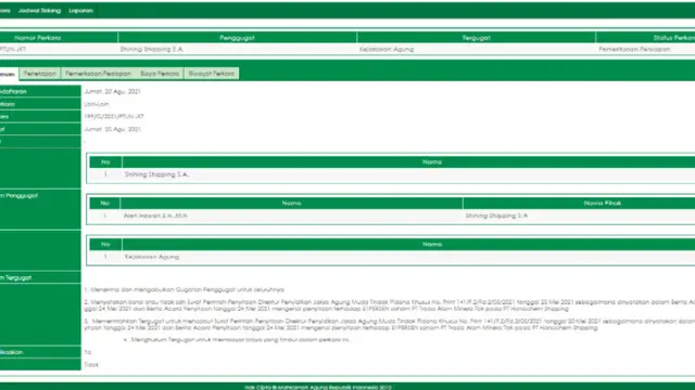 Sistem Informasi Penelusuran Perkara (SIPP) PTUN di Jakarta