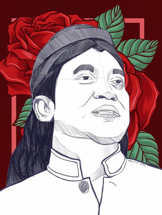 Sketsa Didi Kempot karya Ario Kiswinat Teguh. (Foto: Instagram @kiswinar)