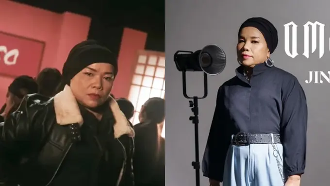 Oma Gala Sky bergaya mafia saat jadi iklan model