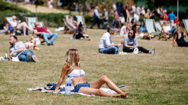 Warga Inggris Berjemur di Taman