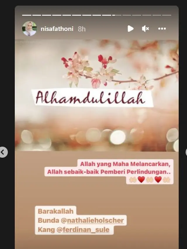 Dokter Nisa Fathoni mengucapkan selamat atas kelahiran anak pertama Nathalie Holscher dengan Sule