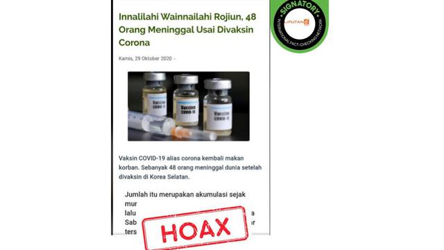 Cek Fakta Tidak Benar 48 Orang Tewas Di Korea Selatan Usai Disuntik Vaksin Covid 19 Cek Fakta Liputan6 Com