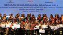 Presiden Joko Widodo membuka Gerakan Kewirausahaan Nasional (GKN) 2015 di Jakarta Convention Centre (JCC), Jakarta, Kamis (12/3/2015). GKN 2015 diikuti oleh ratusan wirausaha muda dan ribuan mahasiswa sebagai calon wirausaha. (Liputan6.com/Faizal Fanani)