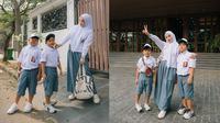 Ririe Fairus pakai seragam SMA bersama buah hati (Sumber: Instagram/ririe_fairus)