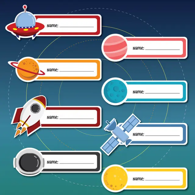 ilustrasi template label nama anak