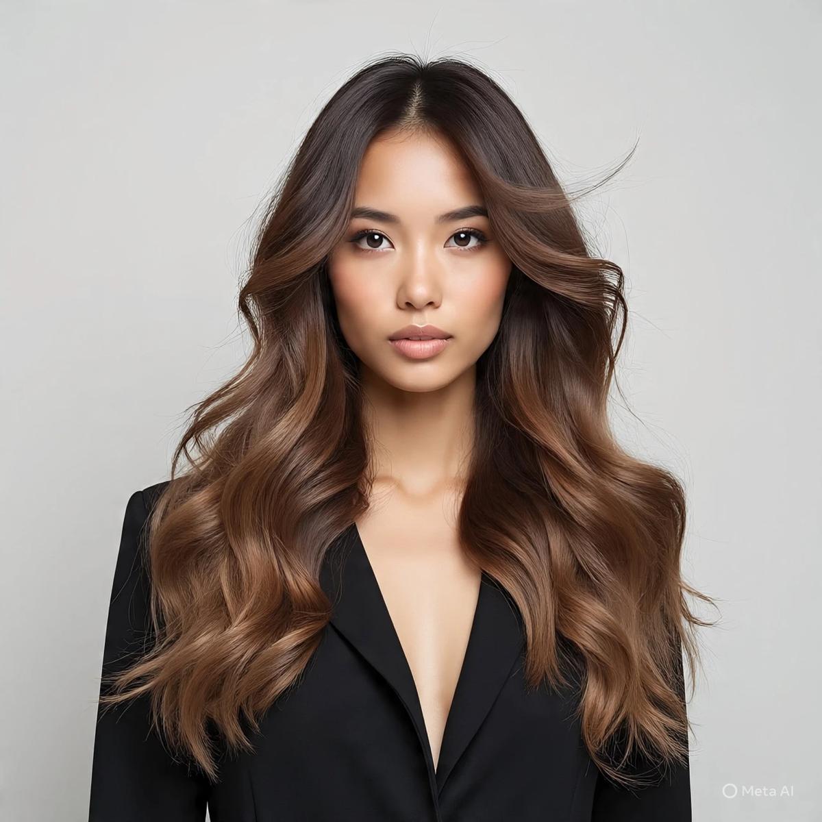 Rambut Layer Panjang Potongan Diagonal