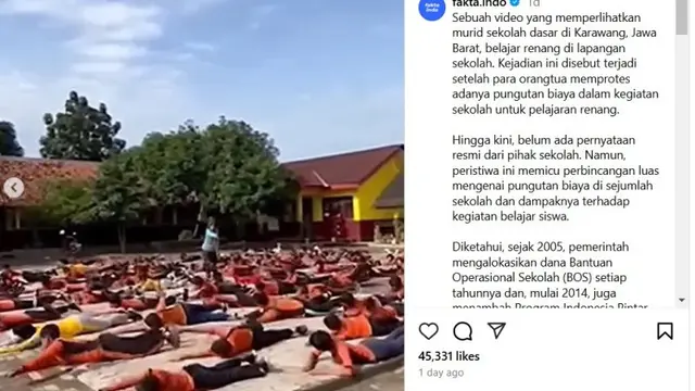 Viral Video Murid SD Belajar Renang di Lapangan Sekolah Disebut Imbas Orangtua Protes Pungutan Biaya