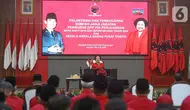 Ketua Umum PDI Perjuangan Megawati Soekarnoputri menyampaikan pidato di sela pelantikan pengurus DPP PDI Perjuangan masa bakti 2019-2024 yang diperpanjang hingga tahun 2025 di Sekolah Partai PDI Perjuangan, Lenteng Agung, Jakarta Selatan, Jumat (5/7/2024). (merdeka.com/Arie Basuki)