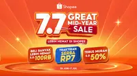 Momentum Tengah Tahun, Shopee 7.7 Great Mid Year Sale Manjakan Pengguna dengan Promo Besar