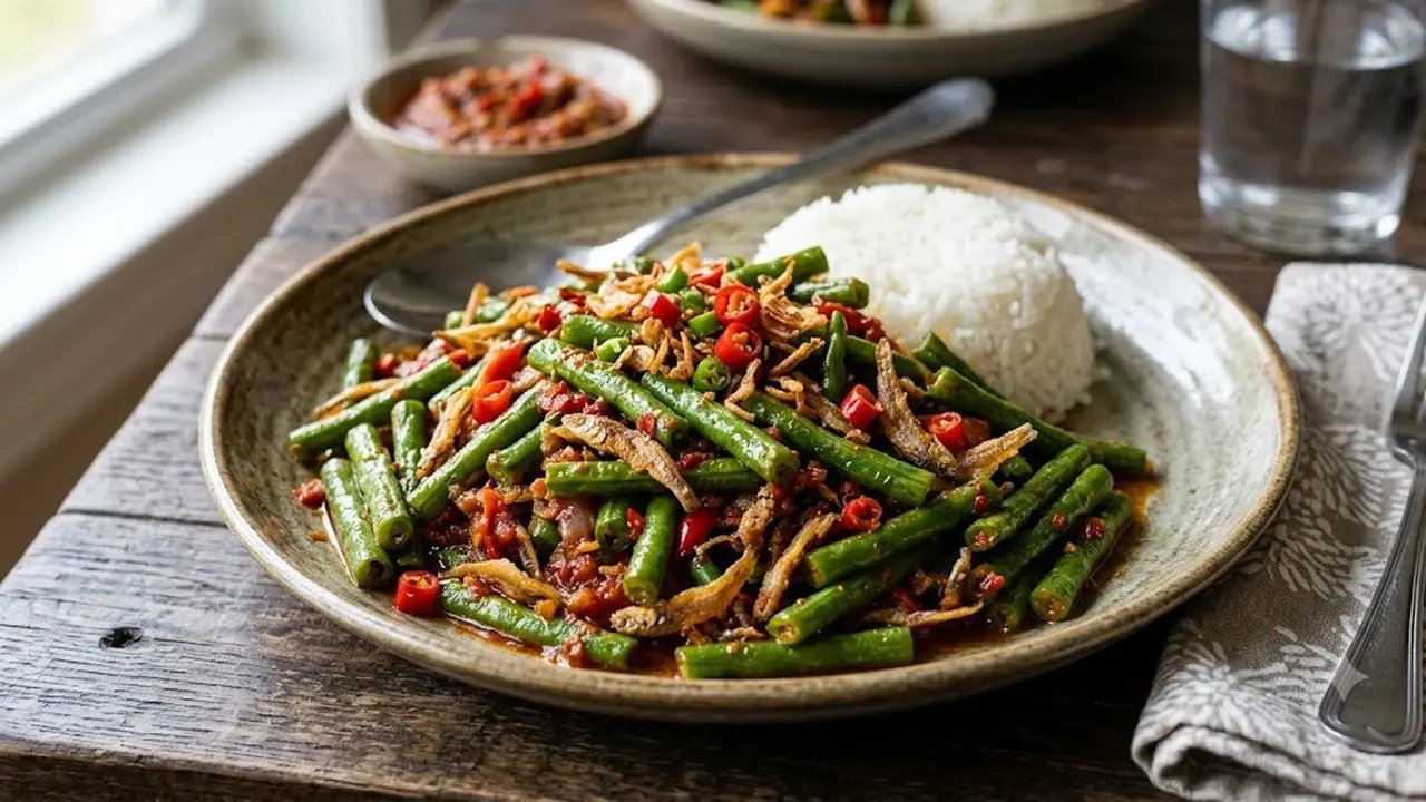 Resep Tumis Kacang Panjang Teri Pedas (AI Generated)