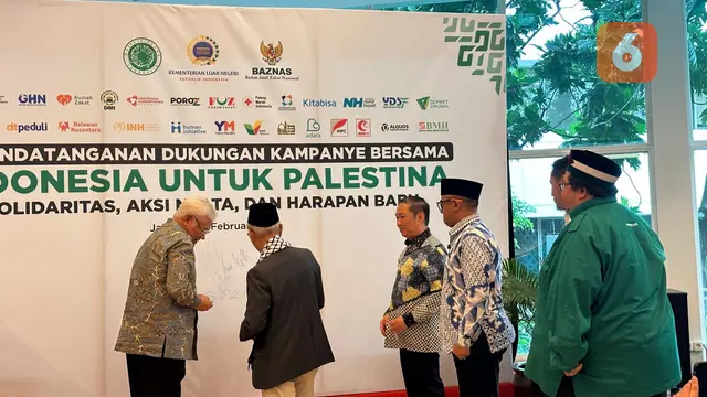 Peluncuran "Kampanye Penggalangan Bantuan untuk Palestina" bersama lembaga kemanusiaan di Kemlu RI, Rabu (26/2/2025). (Liputan6.com/Benedikta Miranti)