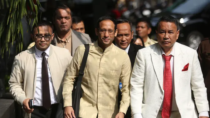 Nadiem Anwar Makarim hadir memenuhi panggilan tim penyidik Pemberantasan Korupsi (KPK), Jakarta, Kamis (7/8/2025). (merdeka.com/Arie Basuki)