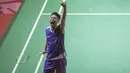 Ekspresi Chou Tien Chen usai mengalahkan Anders Antonsen di final tunggal putera Indonesia Open 2019 melalui pertarungan ketat 3 gim dengan skor 21-18 24-26 21-15 di Istora Senayan, Jakarta, Minggu (21/7/2019). (Bola.com/Peksi Cahyo)