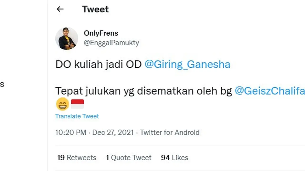 Giring Ganesha Berstatus Mahasiswa Drop Out dari Kampus yang Pernah