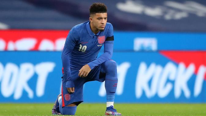 1. Jadon Sancho (20 tahun) - Pemain Borussia Dortmund ini menjadi incaran banyak klub Eropa di bursa transfer berkat penampilam impresifnya. Jadon Sancho tercatat telah menyumbangkan tiga gol dan empat asists dari 17 laganya untuk timnas Inggris. (AFP/Nick Potts/pool)