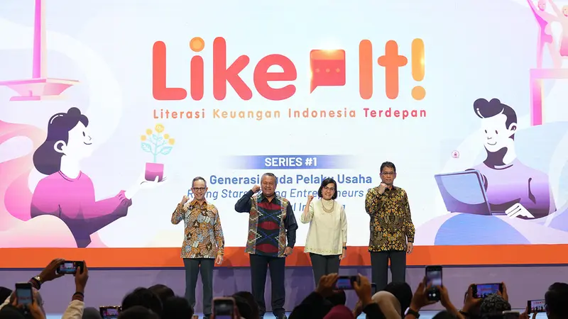 Kemenkeu, BI, OJK, dan LPS kembali menyelenggarakan Literasi Keuangan Indonesia Terdepan (Like It) pada 14 Agustus 2023. Tahun ini, Like It didedikasikan untuk generasi muda pelaku usaha yang telah berkontribusi nyata dalam ekonomi domestik. (Dok BI)