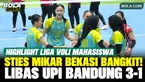 STIES MIKAR Bekasi sukses bangkit dan menaklukkan UPI Bandung dengan skor 3-1 dalam pertandingan Liga Voli Mahasiswa Seri Jakarta 2026 di GOR Pertamina Simprug, Jakarta Selatan, Selasa (27/10/2026).
Sempat kehilangan set pertama dengan skor 22-25, S...