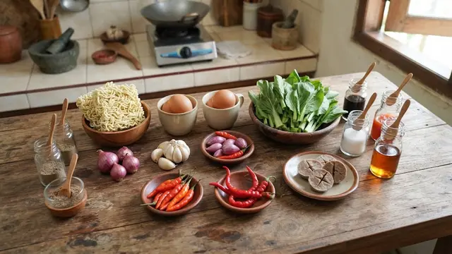 Bahan-Bahan Resep Mie Telur Pedas