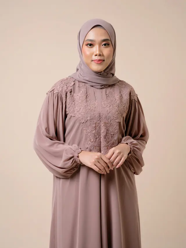 Gamis Brokat Kombinasi Sifon Modern 2025