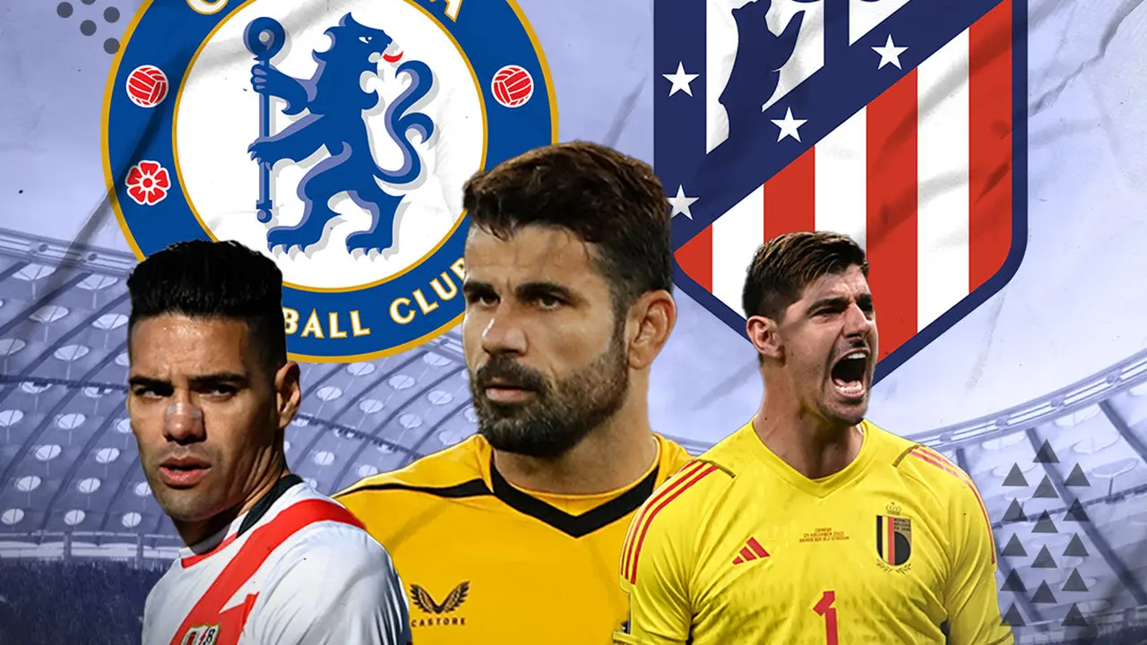 Ilustrasi - Diego Costa, Thibaut Courtois, Radamel Falcao