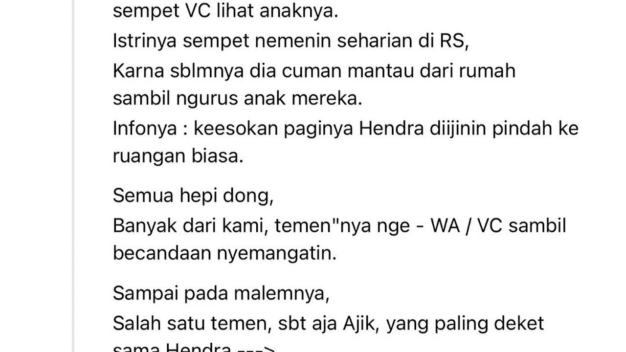 Cerita Haru Pria Bangun dari Koma Dikira Sehat Ternyata Pamitan Terakhir, Kisahnya Bikin Mewek