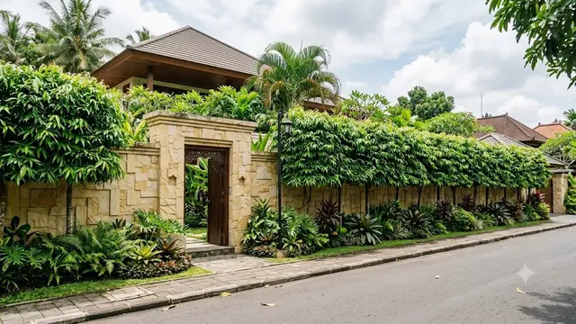 Inspirasi Pagar Rumah dengan Glodokan Tiang dan Batu Alam/AI Generated