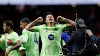 Dua menit berselang, Barcelona memperpendek keunggulan Atletico de Madrid lewat gol Robert Lewandowski. (OSCAR DEL POZO/AFP)