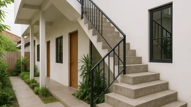 Inspirasi Desain Tangga Outdoor untuk Rumah Kos/via ChatGPT