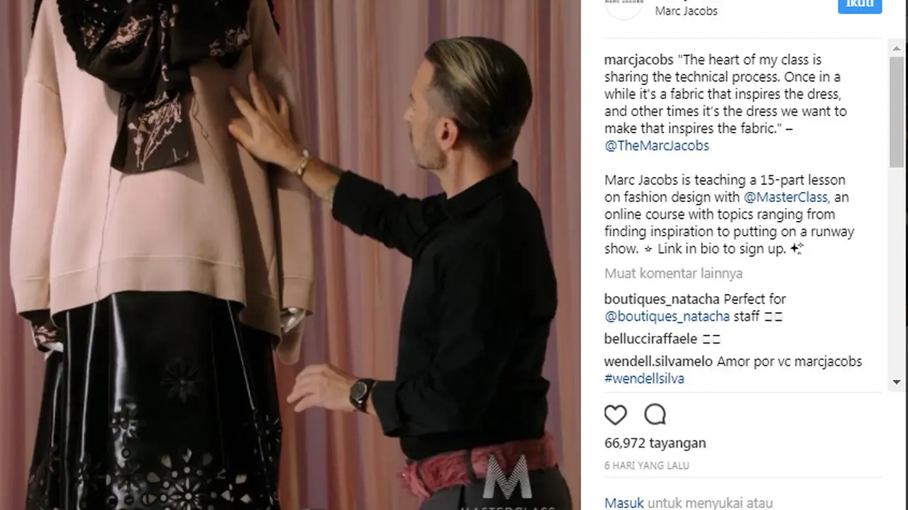 Yuk Belajar Fashion dari Desainer Marc Jacobs di Kelas Online