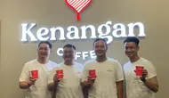 James Prananto, Co-CEO of Kopi Kenangan and co FounderChin Hou Goh, co-CEO of Kopi KenanganEdward Tirtanata, Group CEO of Kenangan Brands Jordan Lung, General Manager of Kenangan Coffee in MY and SG. (Dok: Liputan6.com/dyah)