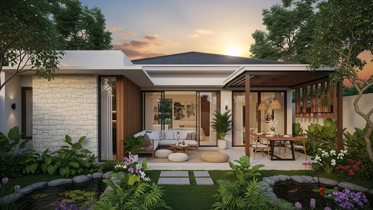 Model Rumah Mungil Tapi Punya Kebun dan Teras Belakang