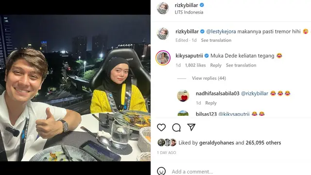 Komentar Kiky Saputri di Unggahan Rizky Billar dan Lesti Kejora