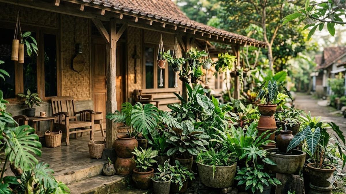 8 Inspirasi Mini Jungle Garden di Teras Rumah Kampung, Konsep Sederhana yang Bikin Suasana Adem