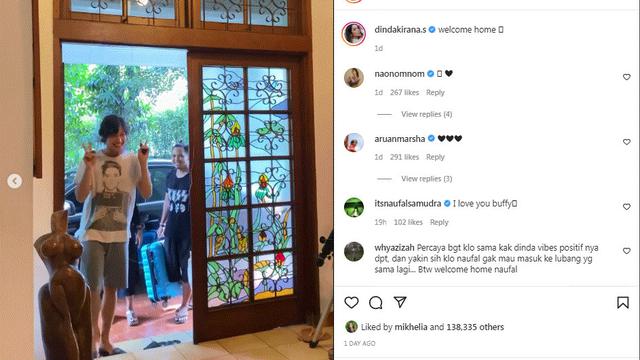 Naufal Samudra disambut Dinda Kirana Saat Pulang ke rumah