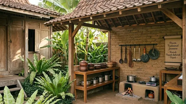 Rumah Kayu Tradisional dengan Dapur Semi Terbuka