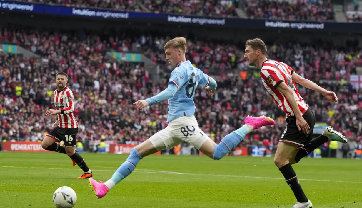 Kemenangan dengan skor 3-0 ini membawa City ke final Piala FA. (AP Photo/ Alastair Grant)
