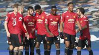 Selebrasi pemain MU saat mengalahkan Everton di Liga Inggris (AP)