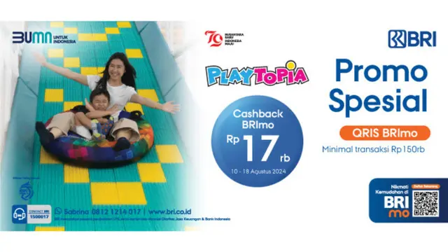Ajak Anak Bermain di Playtopia, Bayarnya Pakai QRIS di BRImo  Bisa Dapat Cashback!