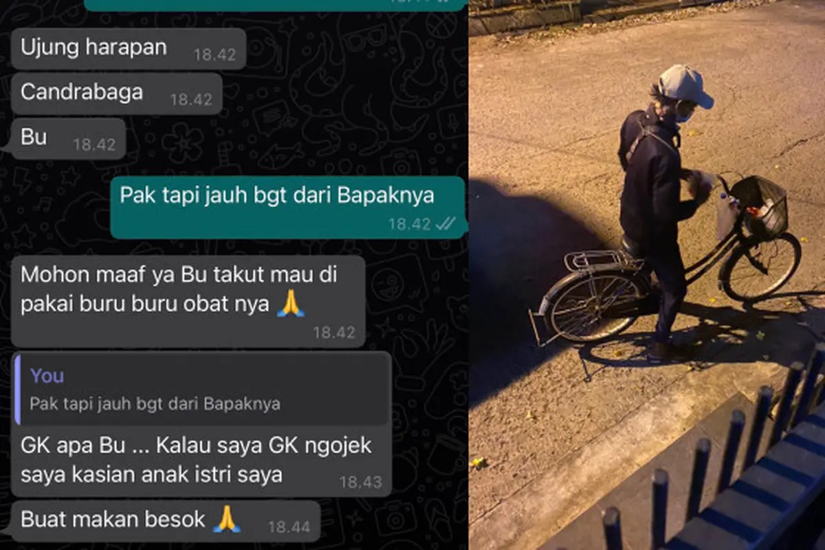 Driver Ojol Ini Kayuh Sepeda Sejauh 15 Km Untuk Antarkan Obat, Demi Makan Anak Istri