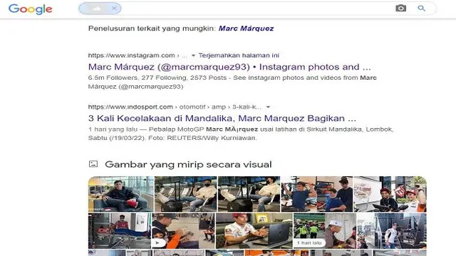 Gambar Tangkapan Layar Penelusuran Foto Menggunakan Google Images.