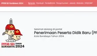 Saat ini masa pendaftaran PPDB SD Surabaya 2024 sudah masuk kategori Jalur Zonasi Kelurahan yang berlangsung pada 3-5 Juni 2024. (www.sd.ppdbsurabaya.net)