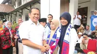 Ketua MPR RI Bambang Soesatyo saat acara pelepasan jamaah umrah penyandang disabilitas Tuna Netra Baladhika Karya di Islamic Center Kota Bekasi, Sabtu (30/11/19).